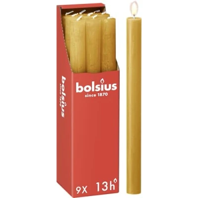 Afbeelding van Bolsius Dinerkaars Rustiek Honeycomb Yellow 27 cm 9 Stuks