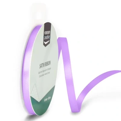 Afbeelding van Vaessen Creative Satijnen lint 6 mm x 10 m lila, lint, decoratielint om te knutselen, stoffen banden voor bruiloft, doop en verjaardagscadeaus, violet