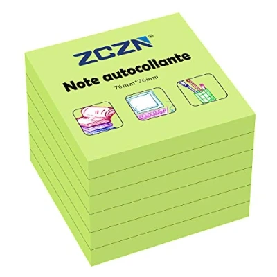Afbeelding van ZCZN zelfklevende notitieblaadjes 6 blokken, 80 vellen, 76 x mm, groen