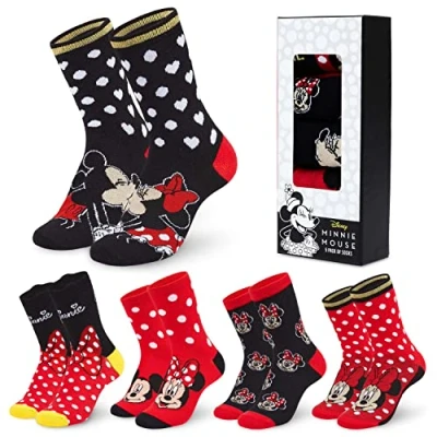 Afbeelding van Disney Stitch Dames Sokken Eeyore Baby Yoda Kuitlange Vrouwen Tieners 5 Pak Een Maat 3 8 Rekbaar Ademende Novelty Geschenken (Rood/Zwart)