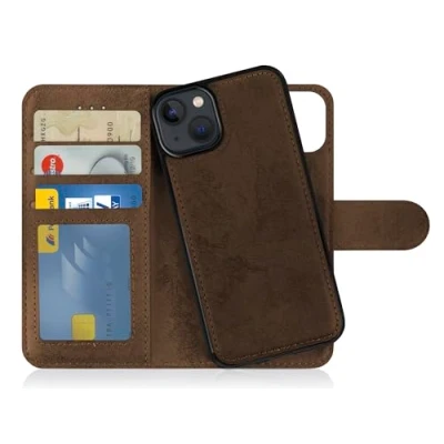 Afbeelding van MyGadget Flip Case telefoonhoesje voor Apple iPhone 14 Magnetische kunstlederen flipcase kaartslot cover in bruin