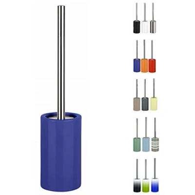 Afbeelding van Spirella Luxe Toiletborstel in houder Sienna blauw glans porselein 42 x 10 cm met binnenbak Toiletborstels