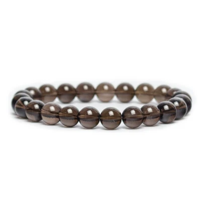 Afbeelding van Bixorp Gems Rookkwarts Edelstenen Armband Gepolijste Edelsteen Kralenarmband