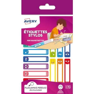 Afbeelding van Avery Mini naametiketten Smiley 50 x 10 mm, assorti, permanent klevend