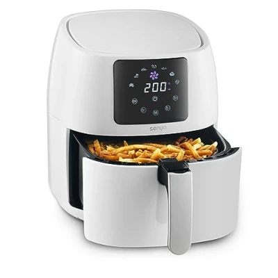 Afbeelding van SENYA SYCK AF002W Multifunctionele heteluchtfriteuse zonder olie, 4,5 l, wit, 7 automatische programma&#039;s, 1400 W,