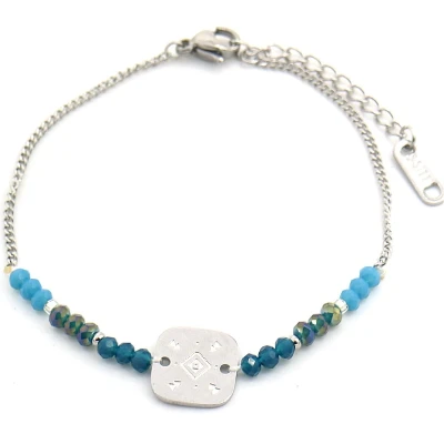 Afbeelding van Armband Dames Kralen RVS Verstelbaar 17 21 cm Zilverkleurig