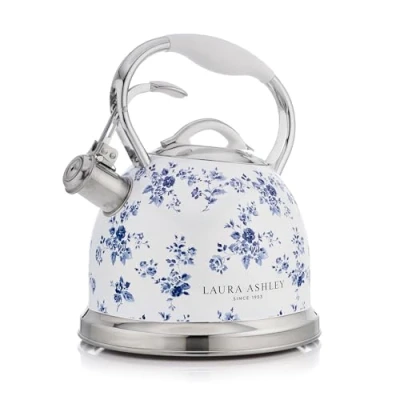 Afbeelding van VQ Laura Ashley China Rose 2,5 Liter Inductie Waterkoker Snelkook Roestvrij Staal met Siliconen Gecoate Afgekoelde Handgreep voor Gas, of Andere Fornuizen Drukknop Mechanisme
