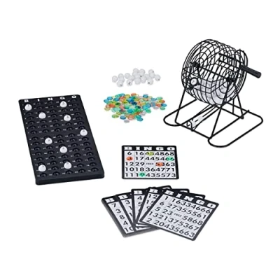 Afbeelding van Relaxdays bingo spel bingokaarten bingomolen groot set seniorenspel
