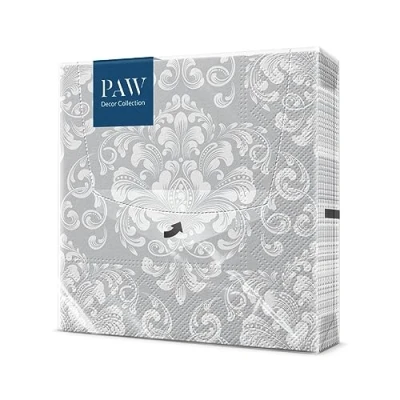 Afbeelding van PAW Papieren Servetten 3 laags (33 x 33 cm) I 20 Stuks Gedrukt met Inkt op Waterbasis Bruiloft Decoratie Ideaal voor Bruiloften, Huwelijken, Communies Kleur: Beautiful Moments silver