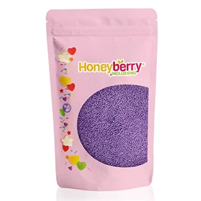 Afbeelding van Natuurlijke Eetbare Kleurrijke Strooisels 200g Cakedecoratie en Suikerstrooisels Perfect voor Bakken, Taarten, Cupcakes, Koekjes Desserts Geproduceerd in de EU (Lila Nonpareilles)