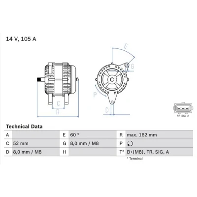Afbeelding van Bosch Alternator/Dynamo 0 986 081 090