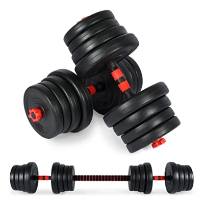 Afbeelding van MSPORTS halterset Premium 2 in 1 korte halters + lange verstelbaar 20, 30 of 40 kg dumbell met stalen verbindingsbuis en gewichten (40 kg)
