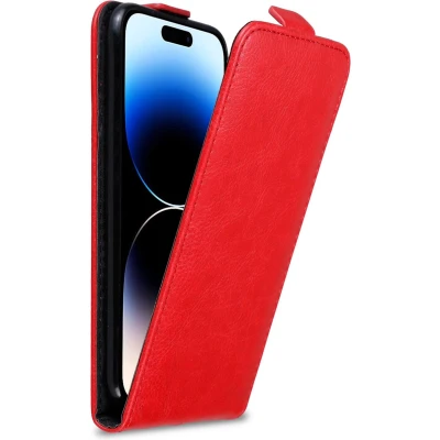 Afbeelding van Cadorabo Hoesje geschikt voor Apple iPhone 14 PRO in APPEL ROOD Beschermhoes Flip Case Cover magnetische sluiting