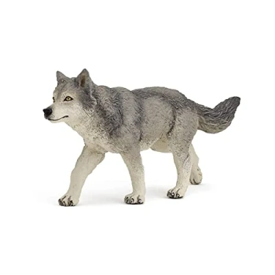 Afbeelding van Papo Handgeschilderde Figuurtjes Wild Dierenrijk Grijze Wolf 53012 Verzamelbaar voor kinderen Geschikt jongens en meisjes Vanaf 3 jaar