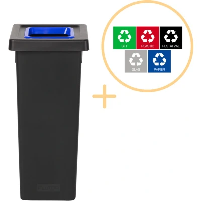 Afbeelding van Plafor Fit Bin Prullenbak voor afvalscheiding 53L, Zwart/Blauw