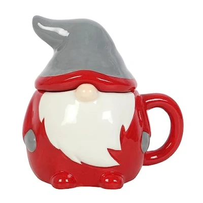Afbeelding van Something Different Wholesale Feestelijke Gonk mok met deksel Christmas Gnome Design Eigenzinnige Drinkware 300ml Capaciteit
