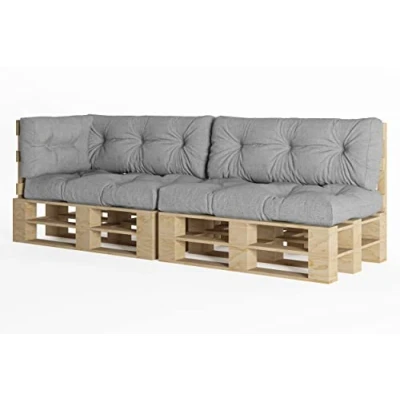 Afbeelding van Chilly Pilley Palletkussen Schuimvlokken Palletmeubels Palletbank Rugleuning Zitkussen Zijkussenset (Set Van 5 Zilver)