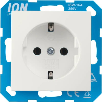 Afbeelding van ION industries stopcontact met randaarde E1 alpin wit glanzend (10.302.014) wandcontactdoos