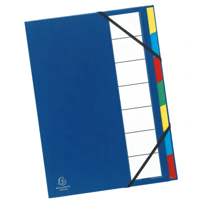 Afbeelding van Exacompta Ref. 55320E 1 Sorteermap Ordonator met elastosluiting harde kartonnen omslag neutrale tabs etikethouder 7 vakken afmeting 23,5x 33,5 cm voor A4 willekeurige kleuren