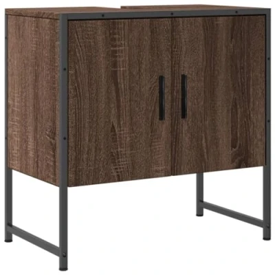 Afbeelding van Wastafelkast 60x33x60 cm bewerkt hout bruin eikenkleurig