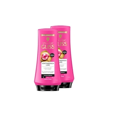 Afbeelding van Gliss conditioner verleidelijk lang (2 x 200 ml), haarconditioner herstelt beschadigde haarlengtes, verzorgt droge punten