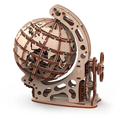 Afbeelding van Mr. Playwood Globe (small) 3D houten puzzel Bouwpakket hout DIY Knutselen Miniatuur 125 onderdelen