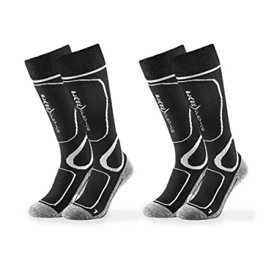 Afbeelding van Black Crevice skisokken voor dames en heren, in verschillende kleuren maten, snowboardsokken met speciale voering op de belaste zones, temperatuurregulerend ademend, 2 paar