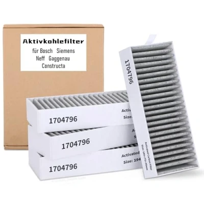 Afbeelding van 4 stuks actieve koolfilters voor Bosch HEZ9VRUD0 17004811 Siemens 17004796 HZ9VRCR0 filter afzuigkap vervangingsfilter Neff 17004806 Z821VR0 Gaggenau CA282111 Constructa CZ9VRCR0