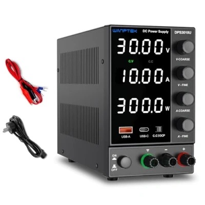 Afbeelding van WANPTEK POWER Laboratoriumvoeding 30V 10A,Instelbaar DC met USB A/Type c snellaadpoort,Hoge precisie 4 cijferige LED Display encoder verstelbare bankvoeding