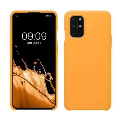 Afbeelding van kwmobile telefoonhoesje geschikt voor OnePlus 8T Hoesje met siliconen coating Smartphone case in fruitig oranje