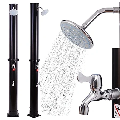Afbeelding van DMS® Zonnedouche 35 liter solar tuindouche douche warm water max. 60 C zonder stroomaansluiting zwembaddouche camping regendouchekop en kraan tuinslangaansluiting SD (zwart)