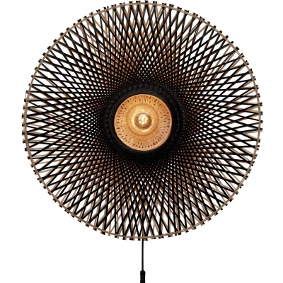 Afbeelding van Good&amp;Mojo Wandlamp Kalimantan Bamboe Large Zwart Naturel 87x20x87cm