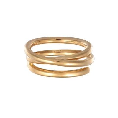 Afbeelding van Elli Spiral Design Modischer Chunky LOOK Ring, Dames, Maat: 54, Gold