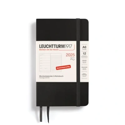 Afbeelding van LEUCHTTURM1917 370527 weekkalender &amp; notitieboek Pocket (A6) 2025, zachte kaft, zwart, Duits