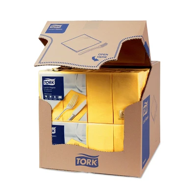 Afbeelding van Tork Lunchservet 33x33cm 2 laags 1/8 vouw Geel 477850