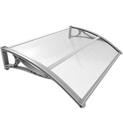 Afbeelding van VOUNOT luifel voor voordeur 120 x 80 cm, van aluminium en polycarbonaat, Transparante met één dakhelling, dakhelling