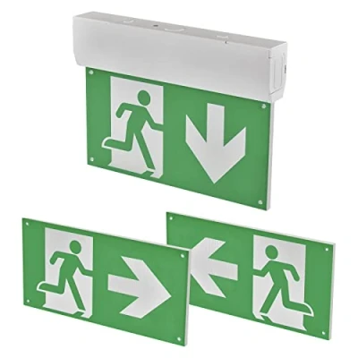 Afbeelding van EMOS LED noodverlichting, nooduitgangsplaatje tot 3 uur noodmodus, vluchtweglicht met handmatige testknop, incl. accu, nooduitganglamp voor muur en plafondmontage, doorzichtig, ZN1210
