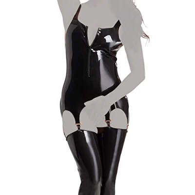 Afbeelding van Rimba Latex Play corset met rits zwart S