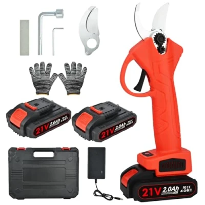 Afbeelding van batterij snoeischaar, MAX 30mm snijdiameter met 21V fruitboomschaar, 2 PCS oplaadbare 2000mAh elektrische snoeischaar Geschikt voor tuinen, takken, bloembedden