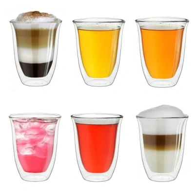Afbeelding van Creano DG V dubbelwandige glazen, 250 ml, set van 6, groot thermoglas, dubbelwandig, borosilicaatglas, koffieglazen, theeglazen, latte glazen