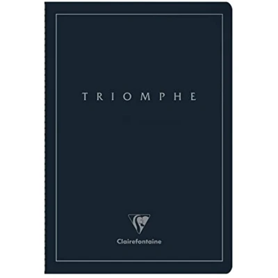Afbeelding van Clairefontaine 37176C Collectie Triomphe PLATINUM Genaaid notitieboek diepblauw A4 21x29,7cm 96 pagina&#039;s met lijntjes Ivoorwit papier 90g mat gelamineerd karton zilver afdruk Cover