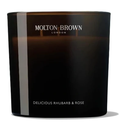 Afbeelding van Molton Brown Home Fragrance Geurkaars Delicious Rhubarb &amp; Rose Luxury 3 Wick Scented Candle 600gr