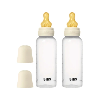 Afbeelding van BIBS Fles Latex Round Slow Flow Ivory 270ml 2st
