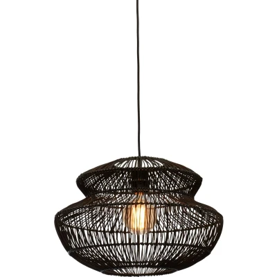 Afbeelding van Good&amp;Mojo Hanglamp Zanzibar Rotan Rond Zwart 40x40x30cm