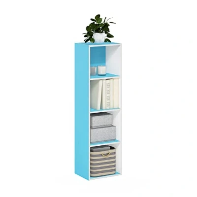 Afbeelding van Furinno Pasir 4 Tier Open Plank Boekenkast, Lichtblauw/Wit
