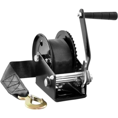 Afbeelding van VEVOR Handlier, 1200 lbs trekkracht, boottrailer, lier, heavy duty touwslinger met 23 voet polyester riem en tweewegs ratel, handbediende handslinger voor aanhangwagen, boot of ATV slepen