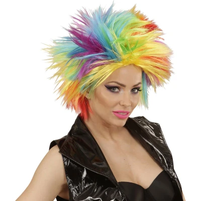 Afbeelding van Widmann Punk &amp; Rock Kostuum Extravaganza Pruik, Regenboog Multicolor Carnavalskleding Verkleedkleding