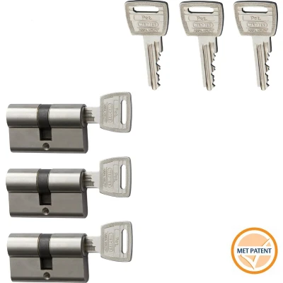 Afbeelding van Nemef veiligheidscilinder 132/9P SKG 3 sterren gelijksluitend (3 stuks)