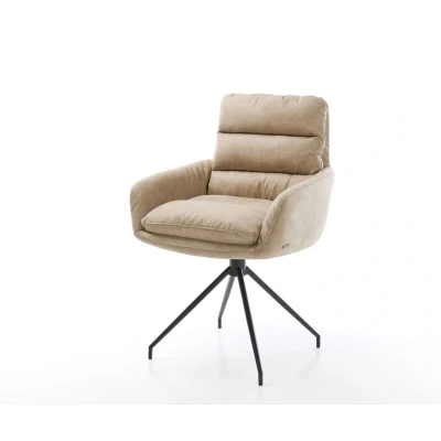Afbeelding van Draaistoel Abelia Flex met armleuning kruisframe conisch zwart beige vintage