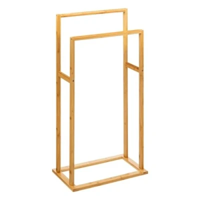 Afbeelding van 5Five Handdoeken ophang/drogen rek badkamer bamboe hout 42 x 24 82 cm 2 leggers